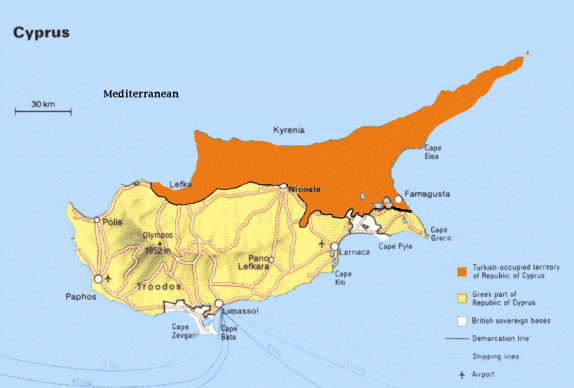 Mapa del Chipre dividido (Click para ampliar)