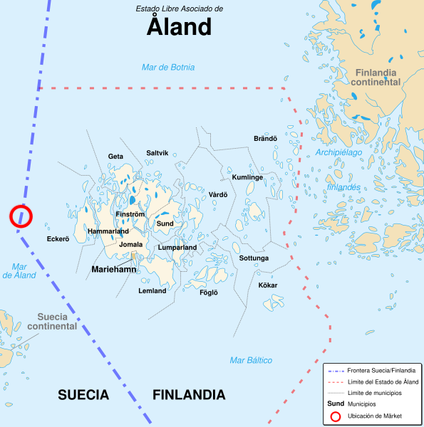 Localización de Märket con respecto al archipiélago de Åland (click para ampliar)